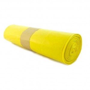Bolsa basura PE reciclado 70x85 cm. G-150 amarilla (cj. 25 r. 10 bl.)