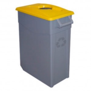 Cubo reciclaje c/ruedas tapa abierta 65 l. amarillo