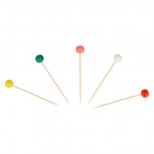 Pick bola madera 6,5 cm. colores (pq. 144 un.)
