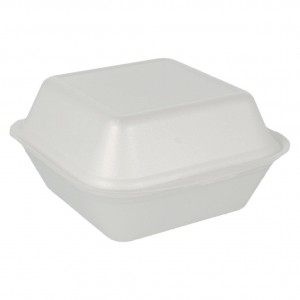 Caja hamburguesa foam 15x15x7 cm. blanca (cj. 500 recip.)