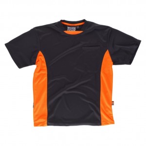 Camiseta manga corta malla T. XL negra/naranja